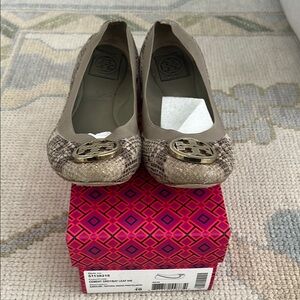 Tory Burch Women's Snakeskin Ballet Flats - Tan